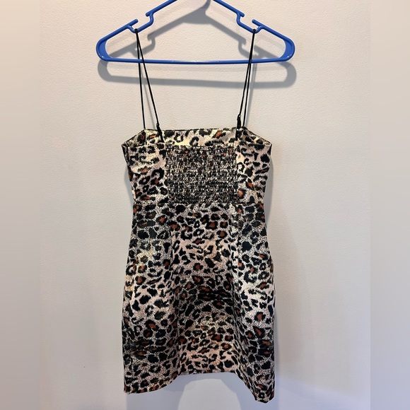 Urban Outfitters Cheetah Print Mini Dress XS NWT Brown Black - Picture 6 of 8
